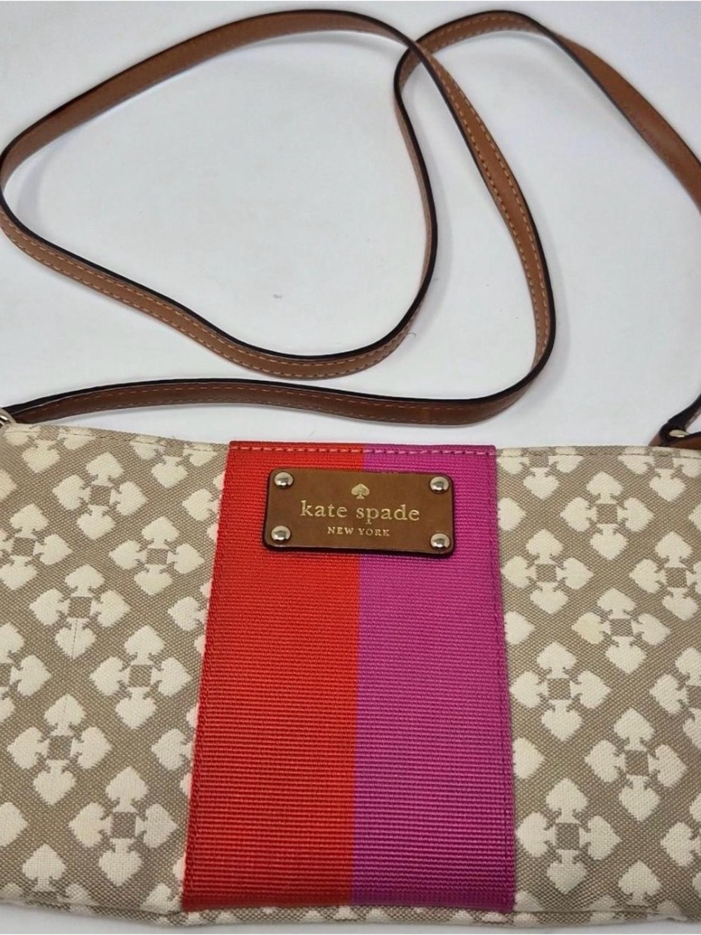 kate spade Pink to Fuchsia Ribbon Panel with Logo Plaque